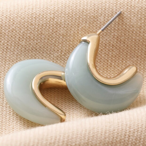Lisa Angel Earrings - Mint Green Organic Resin Hoops