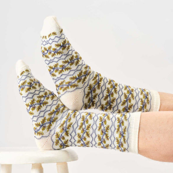 Thought Mens Socks - Stripe Leaves Wool Socks