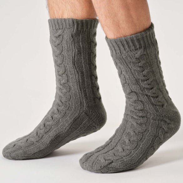 Thought Mens Slipper Socks - Cosy Cable Cabin Socks
