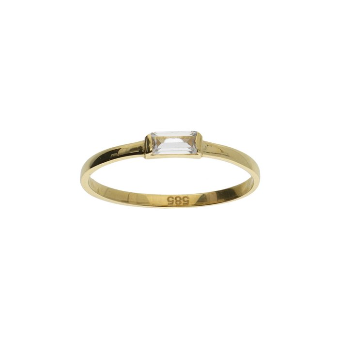 Glow Jewellery - 14K Gold Fine Ring with Zirconia Stone