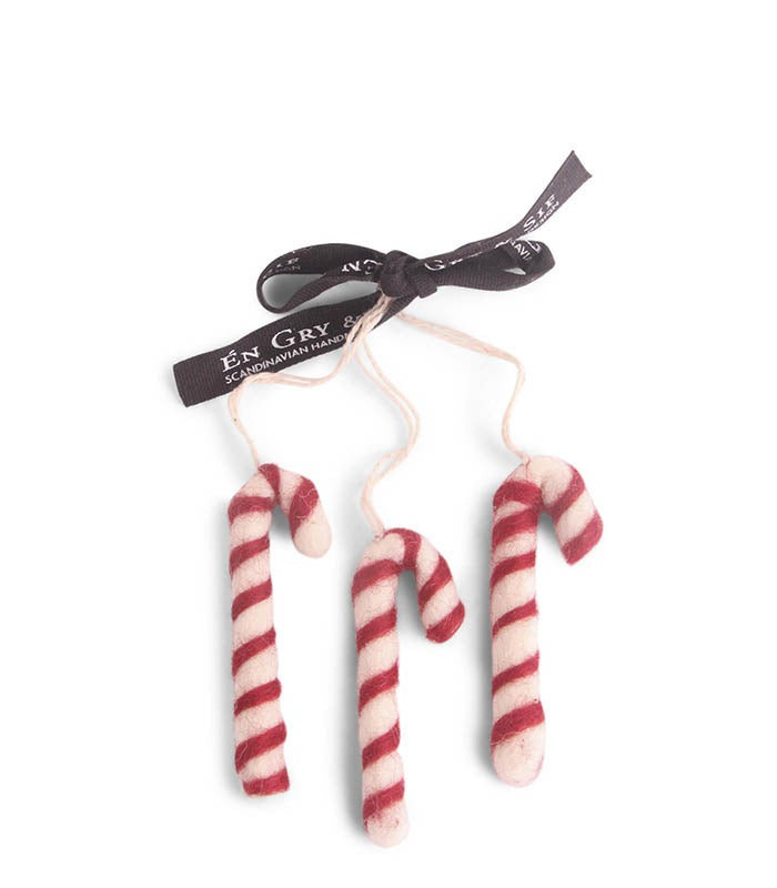 Gry & Sif Christmas - Handmade Felt Candy Cane set of 3