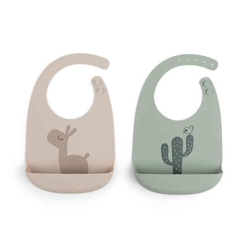 Done by Deer Eating - Silicone Bib 2-pack - Lalee Sand/Green