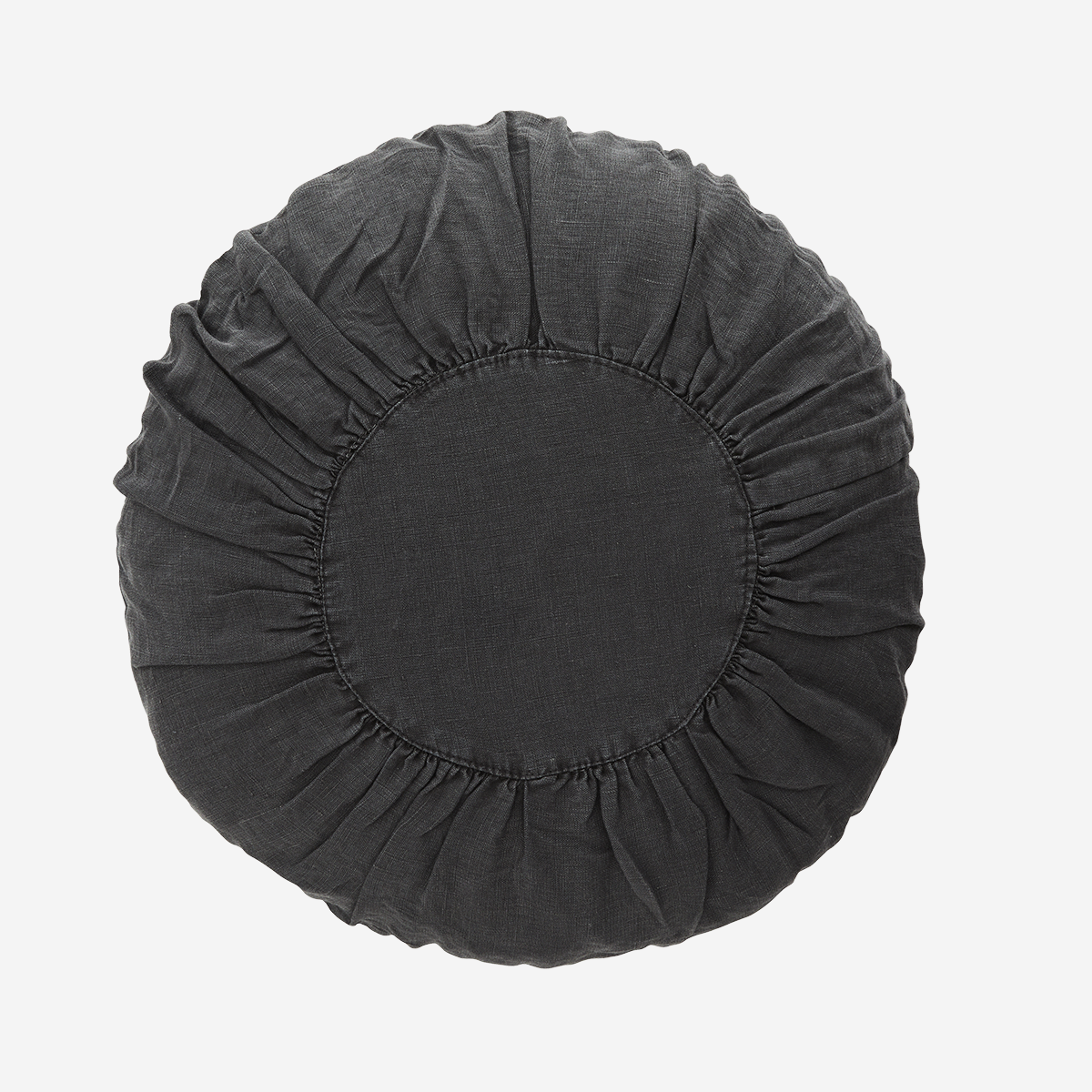 Madam Stoltz Chair Pad - Round Charcoal Linen