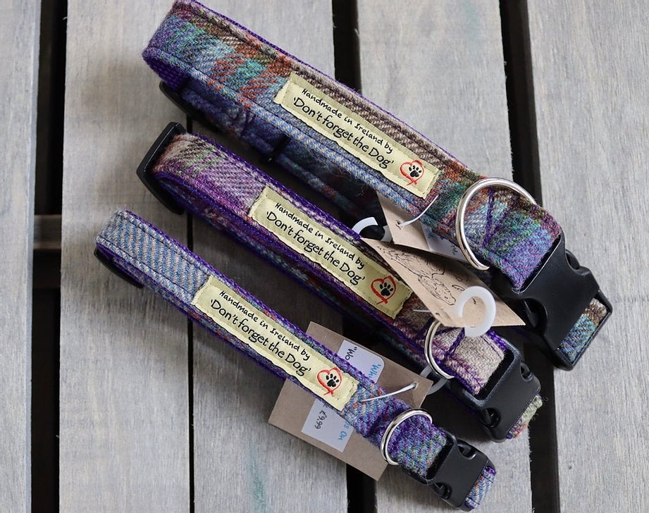 'Don't forget the Dog' Tweed Collar - Durable Plastic Buckle