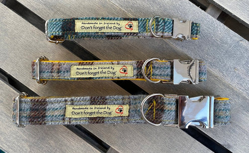 'Don't forget the Dog' Tweed Collar - Metal Buckle