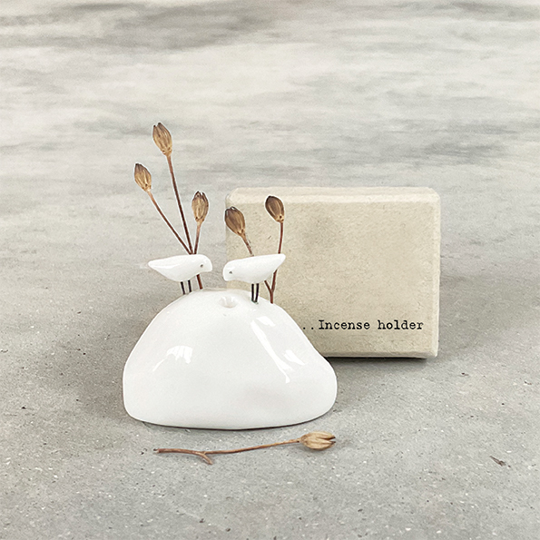East of India - Porcelain Incense Holder - Birds