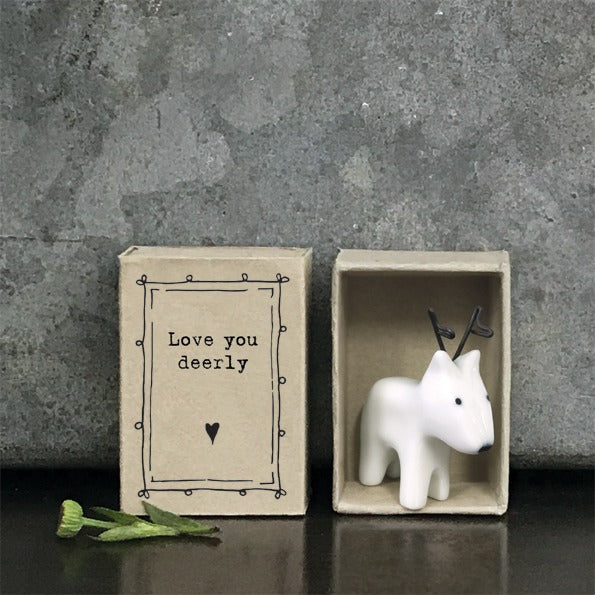 East of India - Porcelain Matchbox Sentiments - Love you deerly