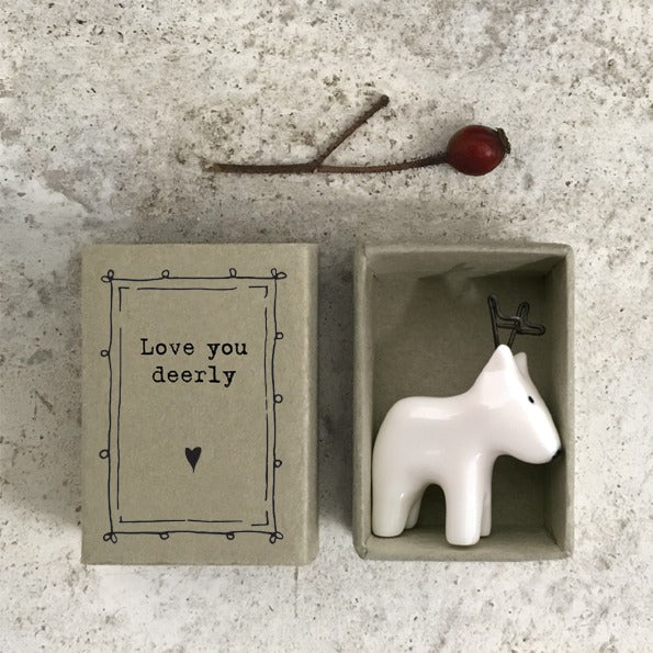East of India - Porcelain Matchbox Sentiments - Love you deerly