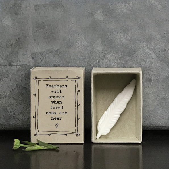 East of India - Porcelain Matchbox Sentiments - Feathers