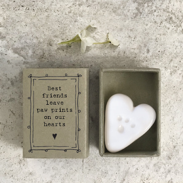 East of India - Porcelain Matchbox Sentiments - Paw Print