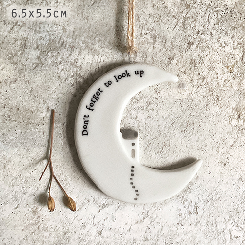 East of India - Porcelain Hanger - Moon Don't forget to Look up