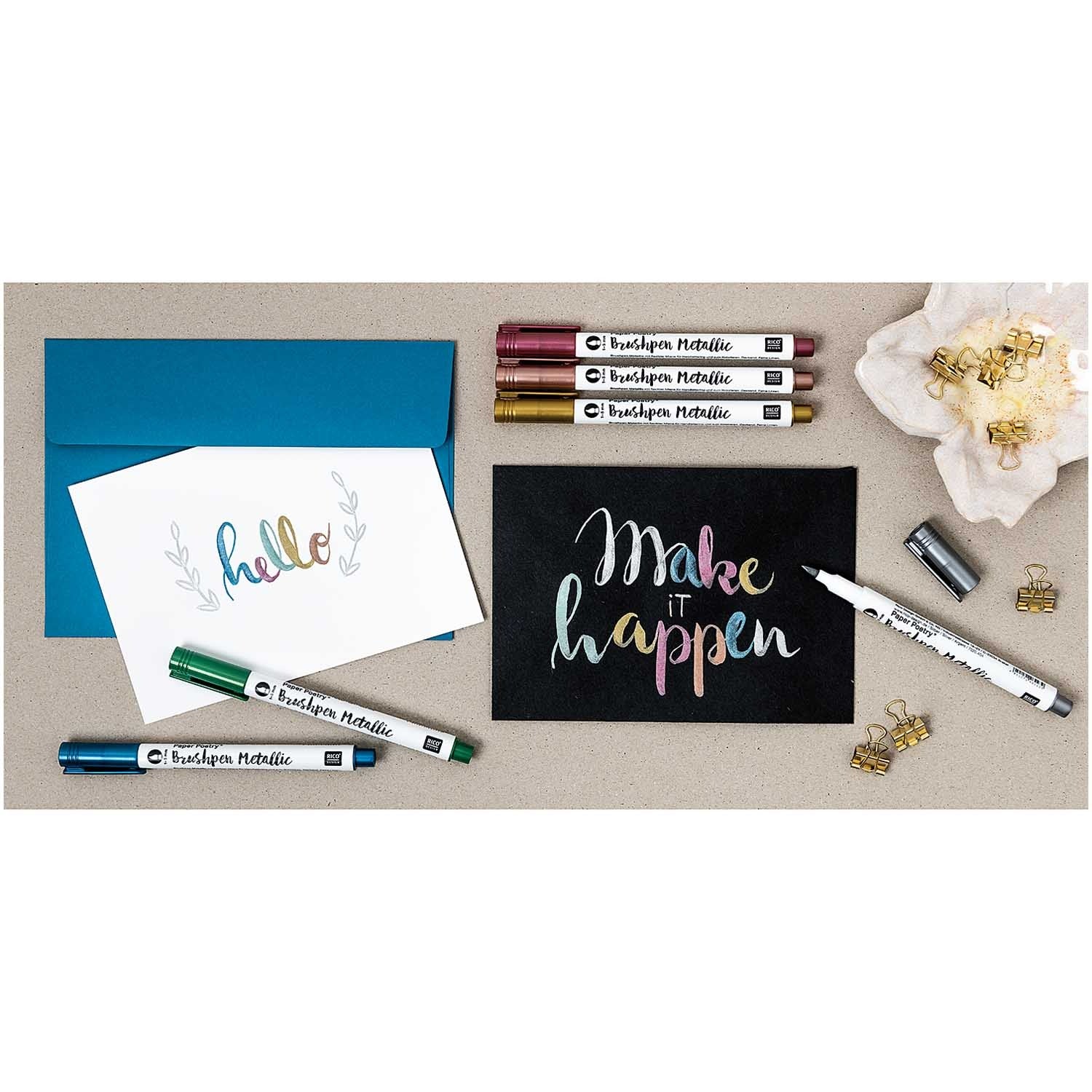 Paper Poetry Pens - Brush Pens in Metallic