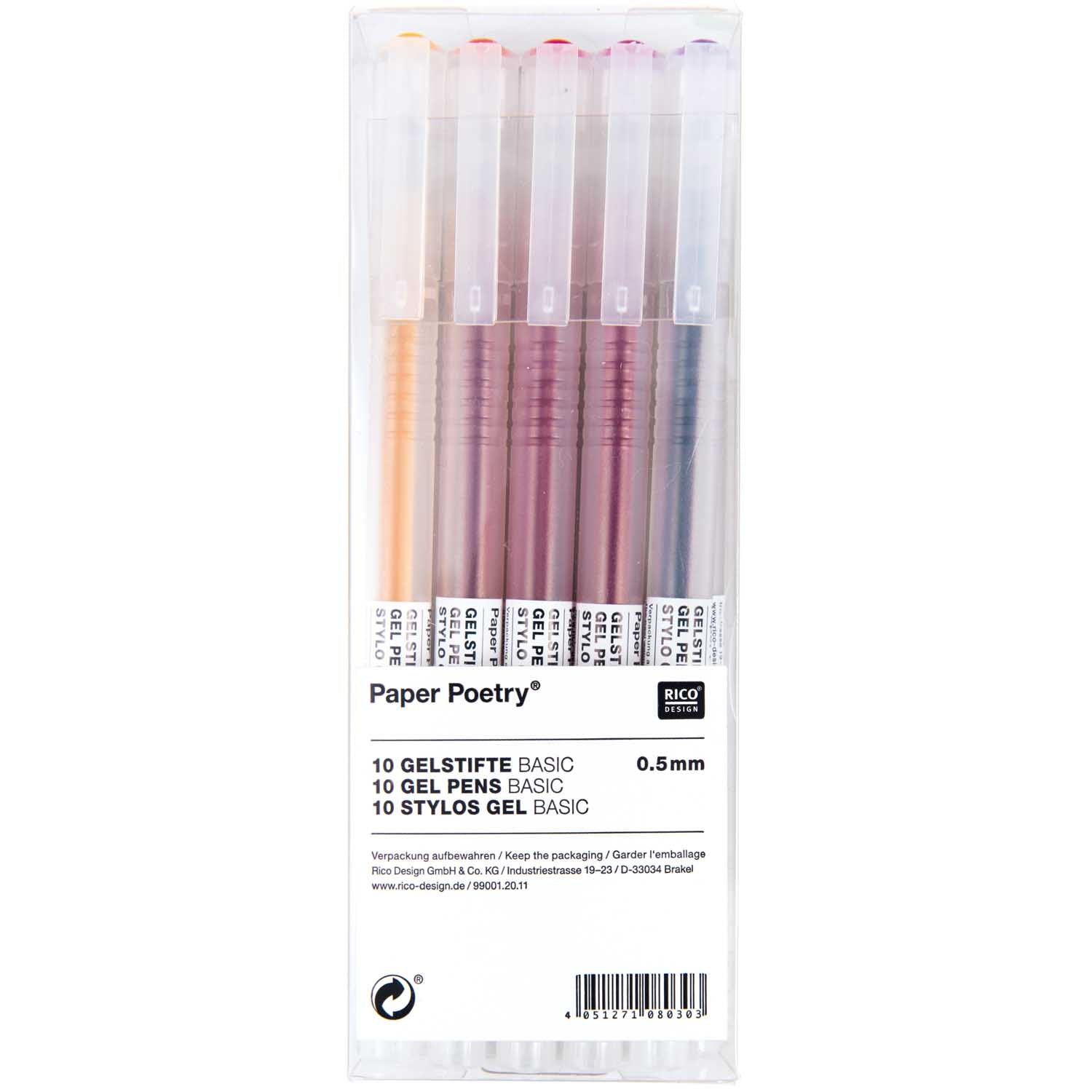 Paper Poetry Pens - Gel Pens Basic Set of 10