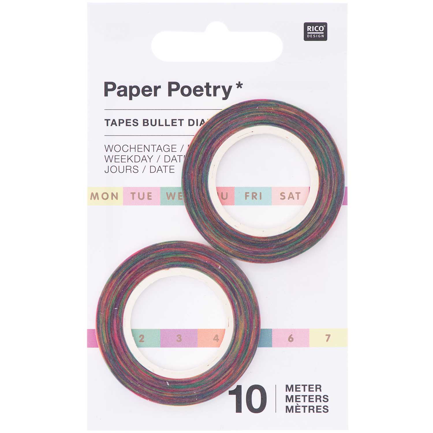 Paper Poetry Bullet Journal Washi tape - Slim Month/Days