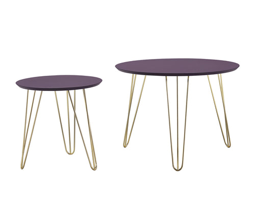 Leitmotiv Side Tables - Aubergine with Gold