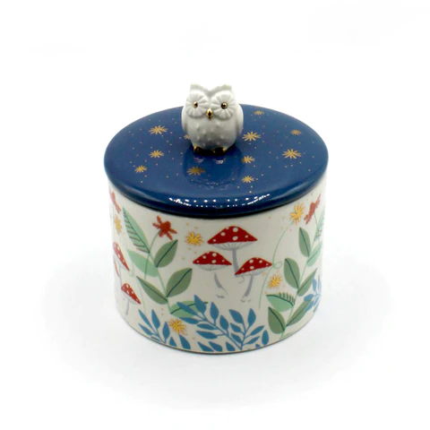 Disaster Designs Ceramics - Secret Garden Owl and Mushroom Jar