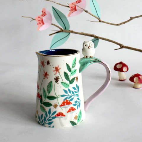 Disaster Designs Ceramics - Secret Garden Owl and Mushroom Jug