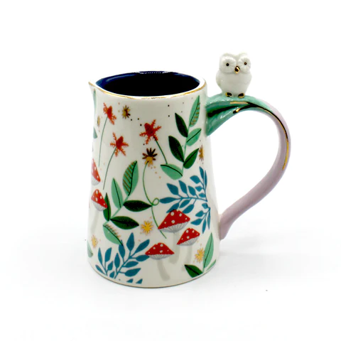 Disaster Designs Ceramics - Secret Garden Owl and Mushroom Jug
