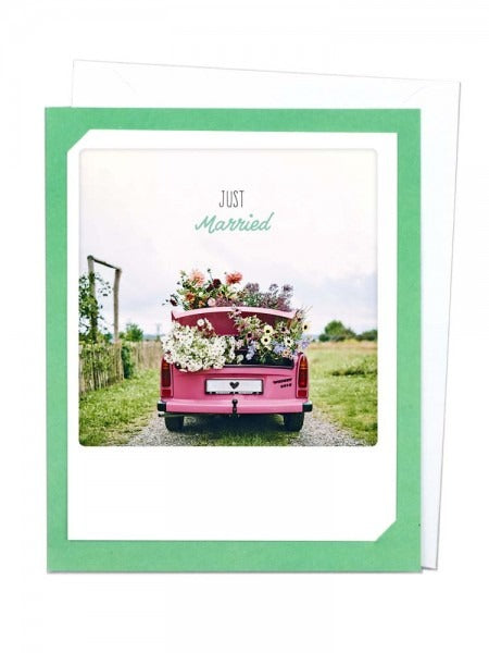 Pickmotion Photo-Card - Just married Pink Car