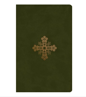 ESV - ULTRATHIN BIBLE, TRUTONE, OLIVE, FLORAL CROSS