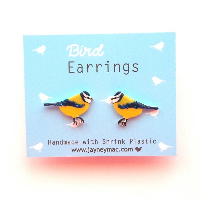 Jayney Mac Earrings - Stud Blue Tits