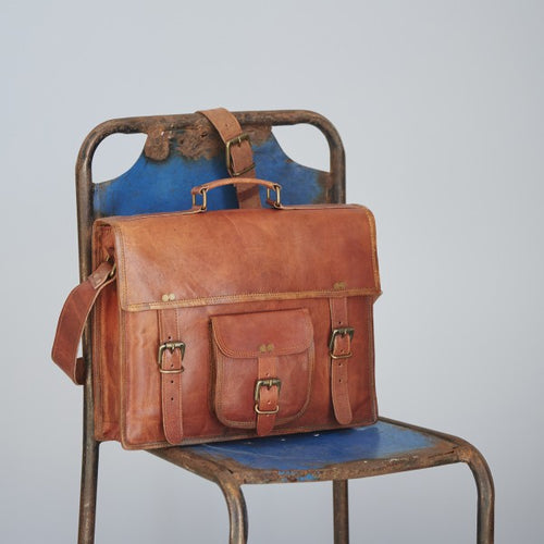 Paper High - Vintage Style Brown Leather Satchel