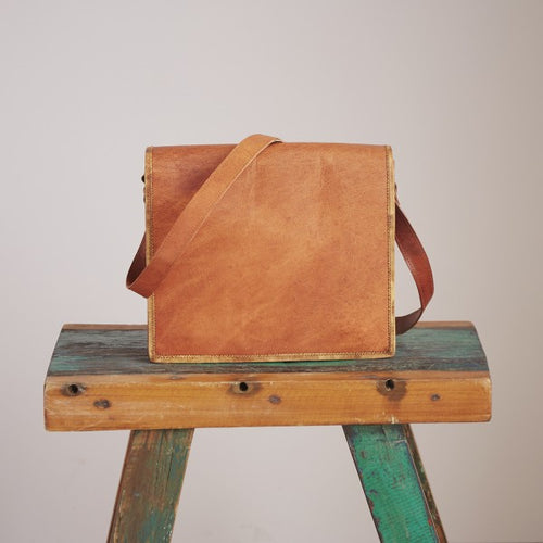Paper High - Brown Leather Messenger  Bag - Medium