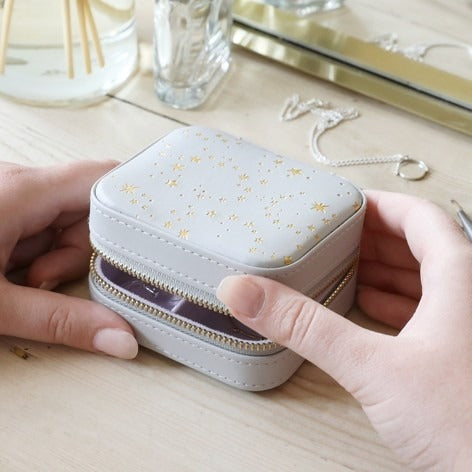 Lisa Angel Jewellery Box - Square Grey with Stars