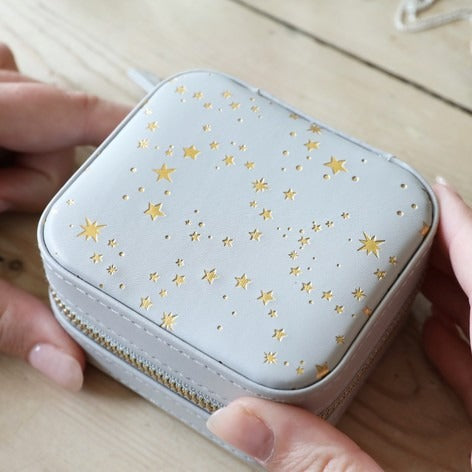 Lisa Angel Jewellery Box - Square Grey with Stars