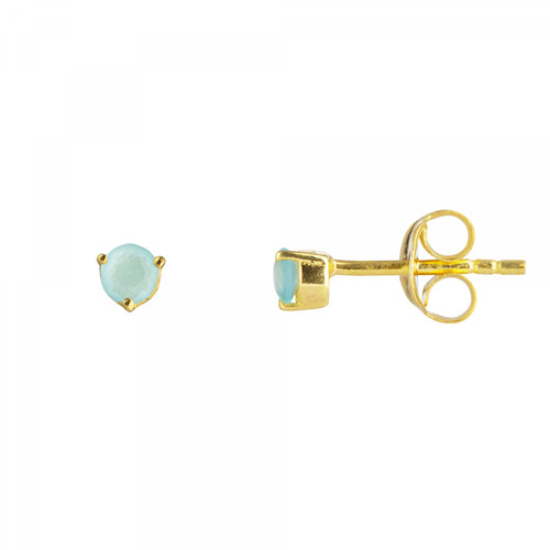 Juvi Earrings - Tiny Gemstone Studs - 18k Gold Plated Sterling Silver