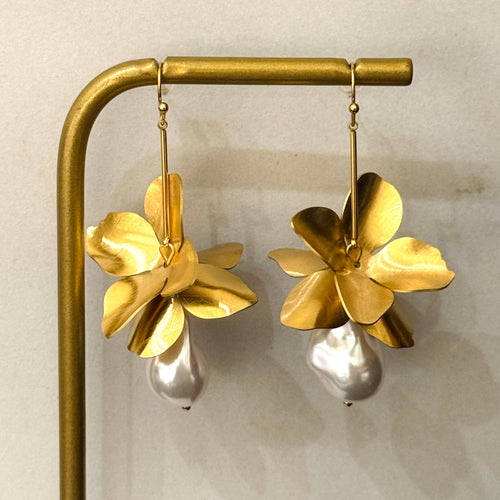 Cassette Barcelona Earrings - Oby Brushed Gold Stainless Steel Dangle