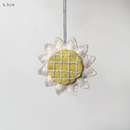 East of India Felt - Embroidered Flower in Cream