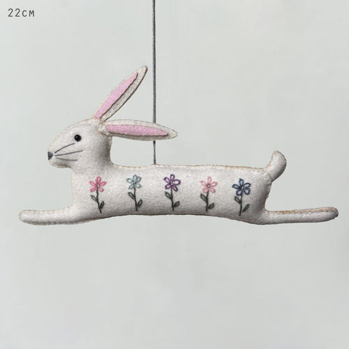 East of India Felt - Folkart Embroidered Leaping Rabbit