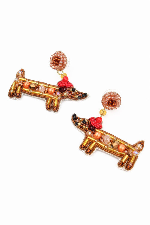 My Doris Earrings - Beaded Sausage Dog