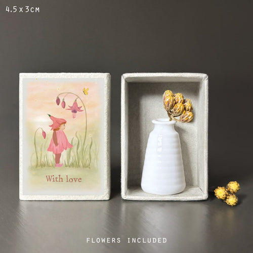 East of India Matchbox - Vase & Dried Flowers - With Love