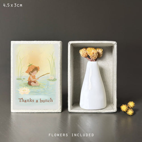 East of India Matchbox - Vase & Dried Flowers - Thanks a Bunch