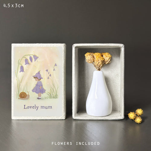 East of India Matchbox - Vase & Dried Flowers - Lovely Mum