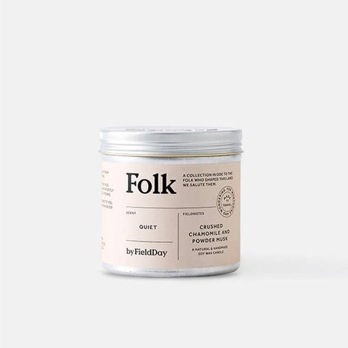 Field Day Candle - Folk Tin Quiet (Crushed Chamomile and Powder Musk)