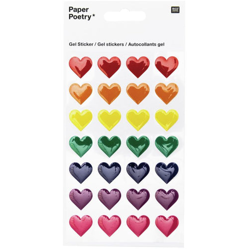 Paper Poetry Stickers - Multicoloured Large Hearts