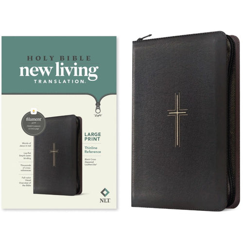 NLT - Filament Large Print Thinline Zipper Bible - Black