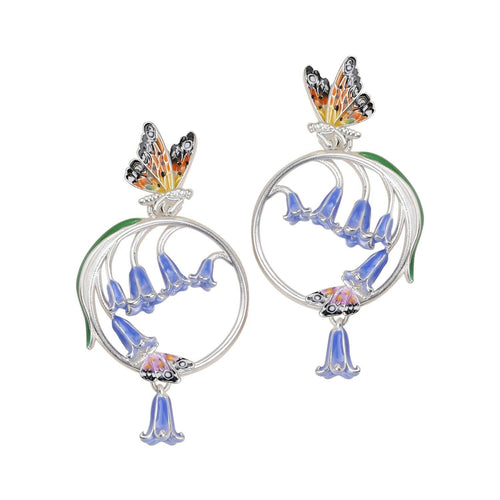 Bill Skinner Earrings - Bluebell & Butterfly Hoop Earrings