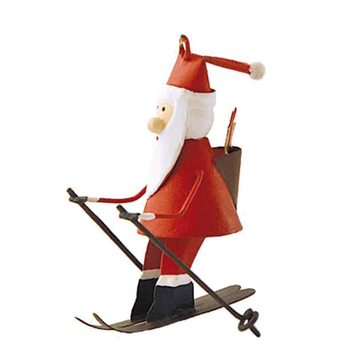 G-Bork Handmade Tin Santa on Skis