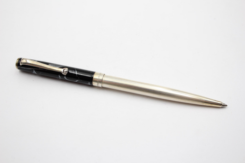 Pre-Owned Pen - Montegrappa Z300 Sterlng Silver and Black Marble Ballpoint