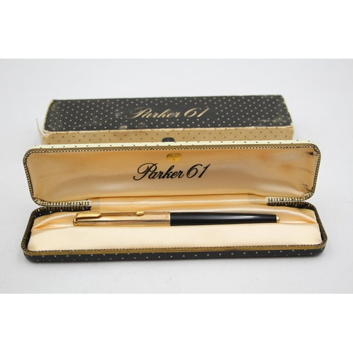 Pre-Owned Pen - Parker 61 Black and Gold Fountain Pen In Original Box