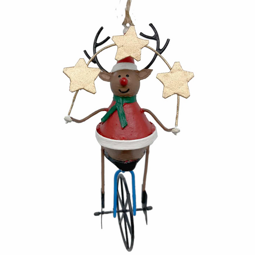 G-Bork Handmade Tin Otto the Reindeer on a Unicycle