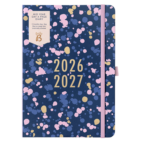 Busy B 2026-2027 Diary - Day a Page Diary Navy Spatter