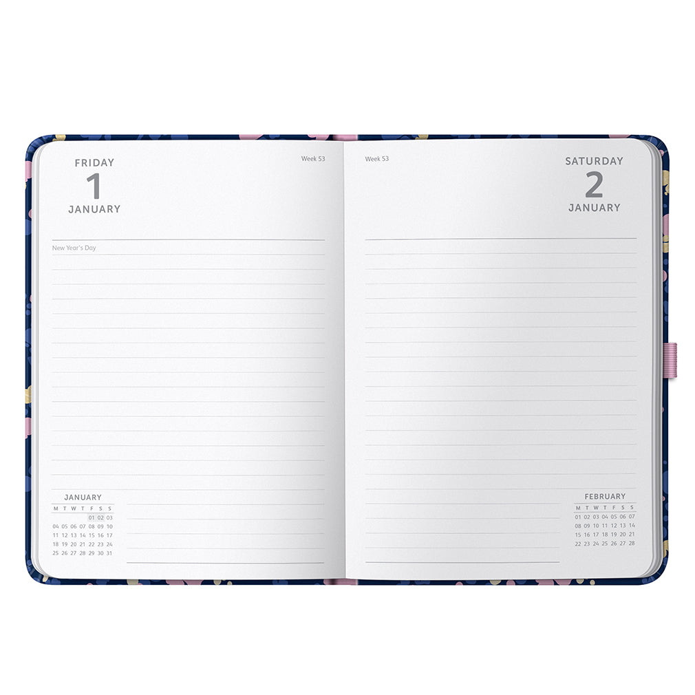 Busy B 2026-2027 Diary - Day a Page Diary Navy Spatter