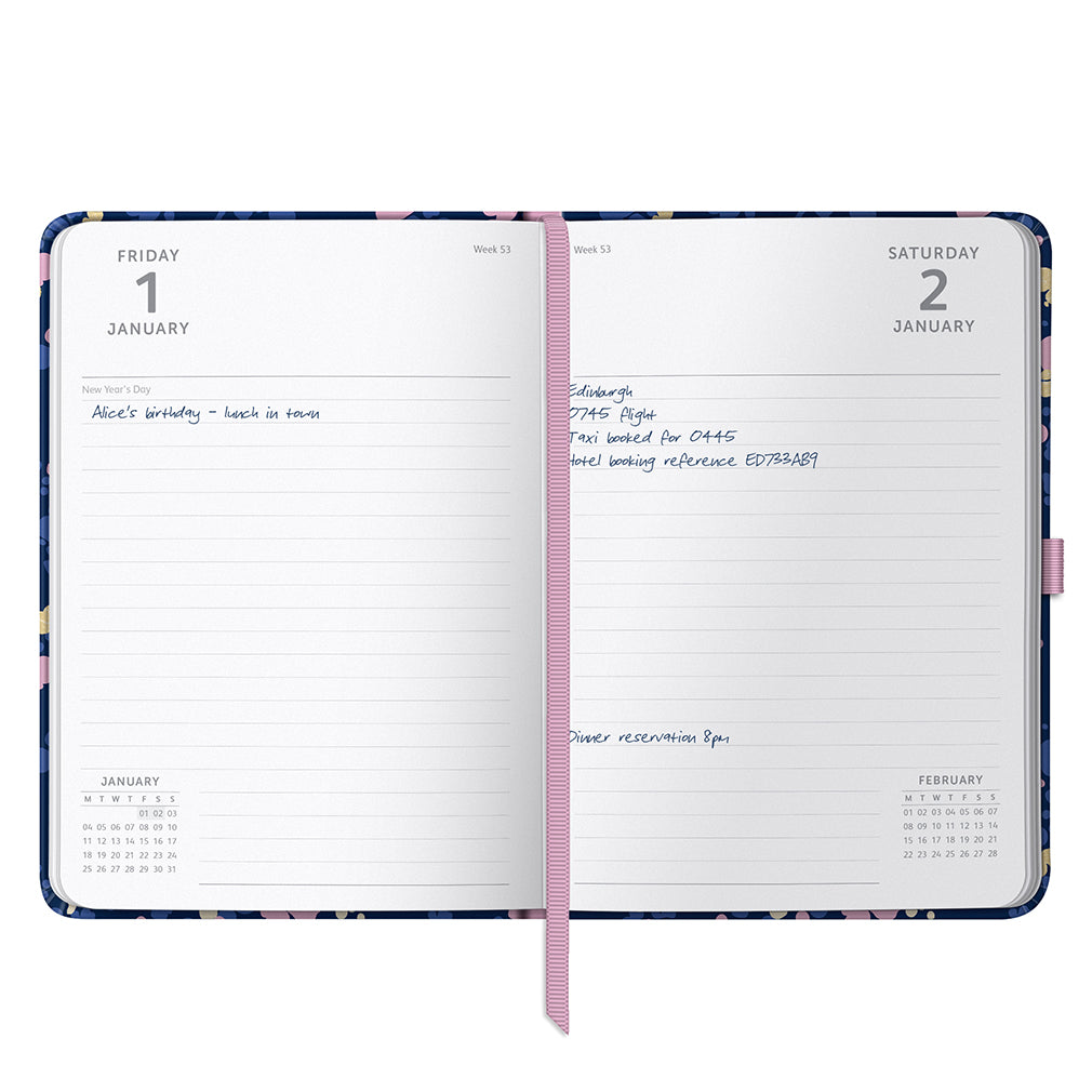 Busy B 2026-2027 Diary - Day a Page Diary Navy Spatter