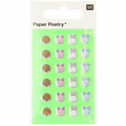 Paper Poetry Stickers - Mini Puffy Animals