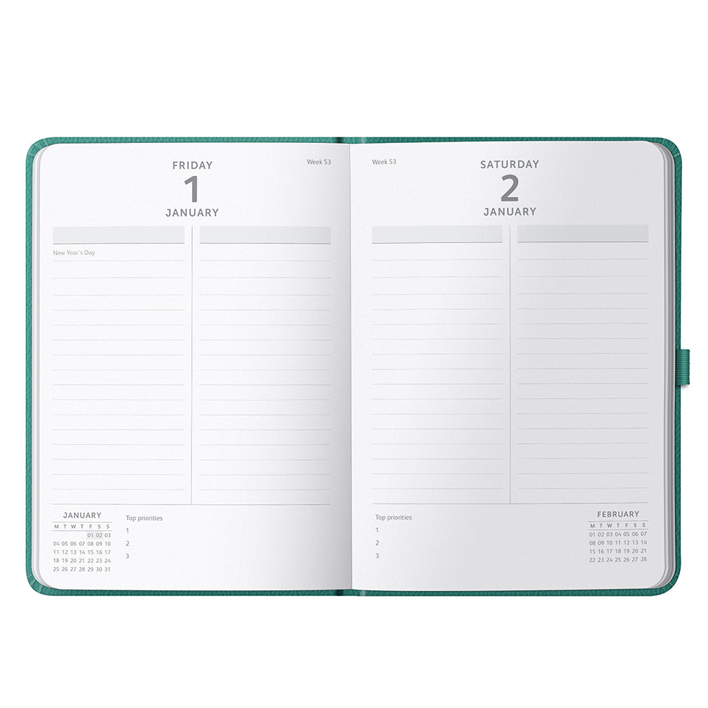 Busy B 2026-2027 Diary - Dual Schedule a Page Green